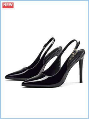 Women's Faux Leather Slingback Pointed Toe Stiletto Pumps Heels
